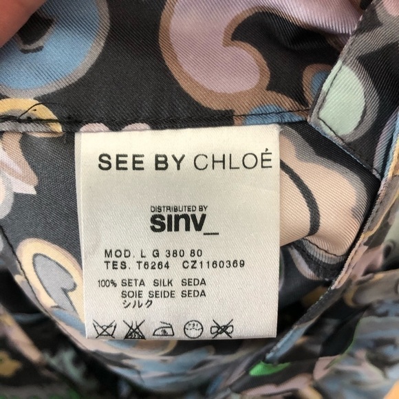 See by Chloe 100% Silk Floral Mini Skirt Sz 4 - Picture 8 of 10